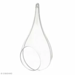 Support à décorer suspendu Soldes 4 Remise ⭐ Creavea Boule Plastique Transparente Goutte Ouverte En Plastique Transparent - 17 Cm 🔔