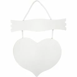Support à décorer suspendu Soldes 13 Tout neuf ❤️ Creativ Company Déco à Suspendre Diverses Panneau D'entrée Coeur En Bois Blanc à Décorer - 28 X 19 Cm 🥰