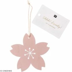 Budget 👍 Rico Design Forme En Bois Fleur En Bois à Suspendre - Rose Clair - 7,5 Cm 🎁