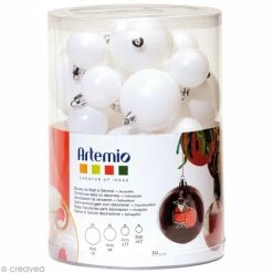 Le moins cher 🎁 Artemio Boule Plastique Opaque Boule De Noël à Décorer X 39 🔔