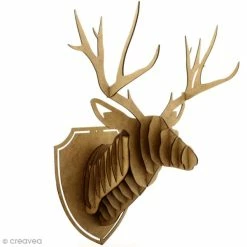 Sortie ✨ Creavea Forme En Bois Kit Trophée - Tête De Cerf - 46 Cm - 19 Pcs 🎉