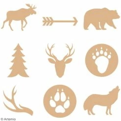 Vente flash 👏 Artemio Embellissement Bois Set De Mini Silhouettes En Bois - Woodland - 27 Pcs 🌟