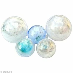 De gros ❤️ Graine Créative Boule Plastique Transparente Pour Contact Alimentaire - 7 Cm X 5 🔔 -Support à décorer suspendu Soldes unnamed file 353