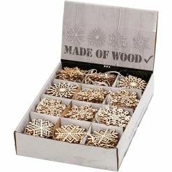 Meilleure affaire 🧨 Creativ Company Déco à Suspendre Diverses Décorations Noël En Bois à Suspendre - 4 Designs - 7 Cm - 200 Pcs 💯