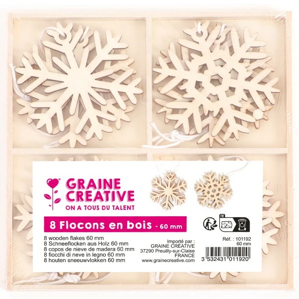 Bon marché ✔️ Graine Créative Forme En Bois Assortiments De Suspensions Noël - Flocons - 8 Pcs 🔔 3 Bon marché ✔️ Graine Créative Forme En Bois Assortiments De Suspensions Noël - Flocons - 8 Pcs 🔔