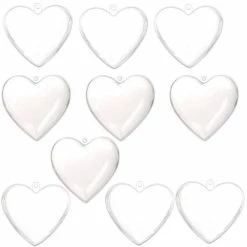 Offres 🌟 Lealoo® Coeur à Suspendre Lot 10 Coeurs 6,5 Cm En Plastique Transparent Séparable, Contenants Sécables à Garnir ⌛