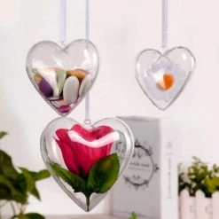 Bon marché ❤️ Lealoo® Coeur à Suspendre Lot 10 Coeurs En Plastique De 8 Cm, Transparent Séparable, Contenants Sécables à Garnir 🔔 -Support à décorer suspendu Soldes unnamed file 406