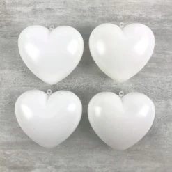 Nouveau 😉 Lealoo® Coeur à Suspendre Lot De 4 Coeurs Blancs En Plastique Non Séparable, 9,5 X 8 Cm, Avec Accroches à Suspendre, Déco Roma ⌛
