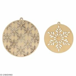 Remise 🥰 Artemio Forme En Bois Médaillons En Bois à Décorer - Flocons - 10 Et 21 Cm - 2 Pcs ⌛