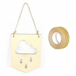 Top 10 ⌛ AUCUNE Silhouette à Suspendre Fanion Bois à Suspendre 20 X 15 Cm Nuage + Masking Tape Doré à Paillettes 5 M 🥰