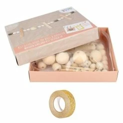 Remise 🧨 AUCUNE Guirlande à Décorer Coffret DIY Décorations De Noël & Guirlande Bois + Masking Tape Doré à Paillettes 5 M Offert 😍