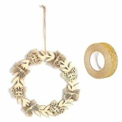 Meilleur prix ⭐ AUCUNE Silhouette à Suspendre Décor à Suspendre Bois Papillons 22 X 22 Cm + Masking Tape Doré à Paillettes 5 M ⌛