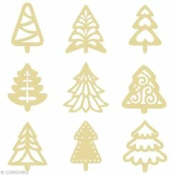 Meilleure affaire ⌛ Artemio Embellissement Bois Set De Mini Silhouettes En Bois Sapin X 27 🎉