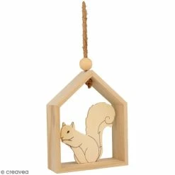 Grosses soldes 🤩 Artemio Formes à Suspendre Petite Maison En Bois à Suspendre - Isatis - Écureuil - 12 X 4 X 15 Cm 😉