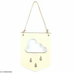 Sortie 😀 Graine Créative Fanion En Bois à Décorer - Nuage - 15 X 20 Cm ⭐