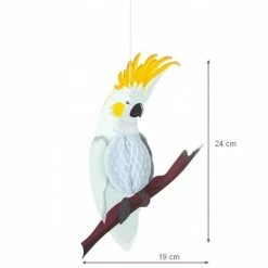 Budget 🎉 Party Formes à Suspendre Perroquet Blanc Corps Alvéolé En Papier, Dim. 19 X 24 Cm Oiseau Exotique Et Estivale 😉