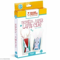 Promo 🔔 Graine Créative Jeux Créatifs De 6 à 10 Ans Kit Trophée Papier 3D - Lapin Et Cerf 🤩