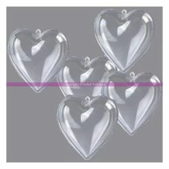 Nouveau 🔥 Lealoo® Coeur à Suspendre Lot De 5 Coeurs En Plastique Cristal Transparent Séparable, 8 Cm, Contenant Sécable 💯
