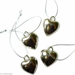 Grosses soldes 🔔 Graine Créative Forme En Métal Coeur Argenté En Métal à Suspendre X 4 ✔️