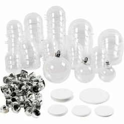 Vente flash 😉 Creativ Company Boule Plastique Transparente Lot De Boules En Plastique à Décorer - 5 à 8 Cm - 60 Pcs ⭐