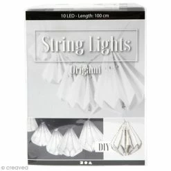 Bon marché 🤩 Creativ Company Guirlande Lumineuse à LED 100 Cm - Lampions Origami Coniques 🔔